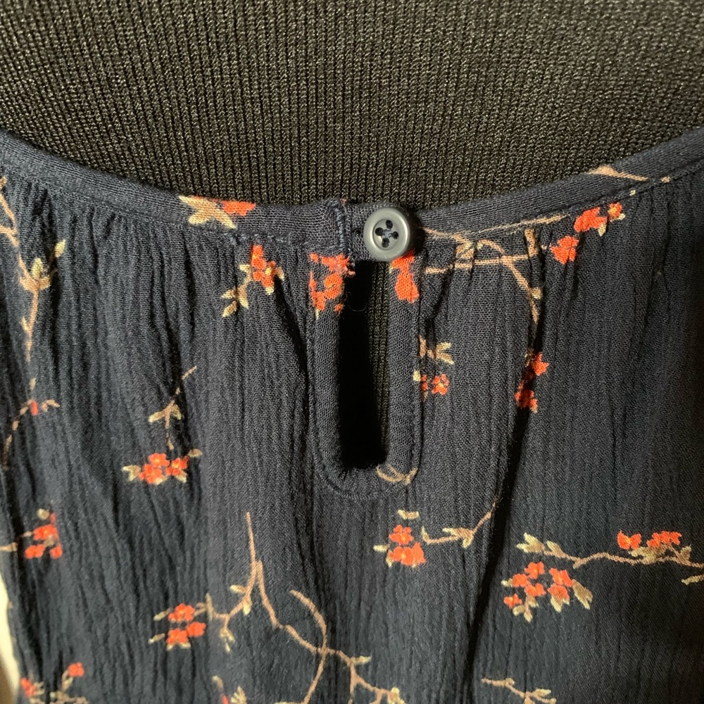 Volcom Navy Floral Ruffle Tank Blouse - Picture 3 of 6